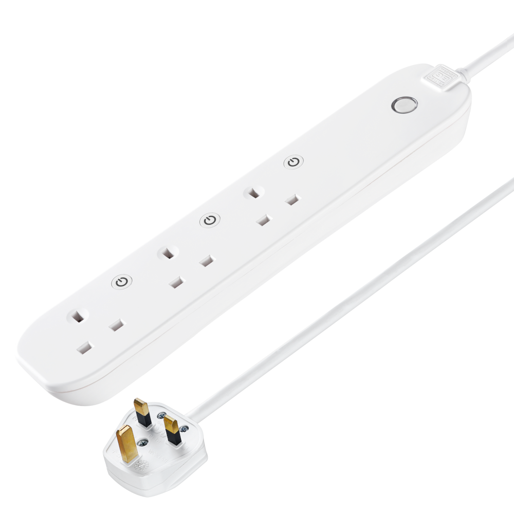 LUCECO 13A Smart Extension Lead With 3 Sockets - 1 Metre Cable White