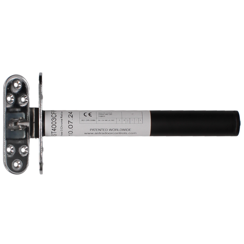 ASTRA DOOR AST4003 Narrow Door Closer Size 3 - Radius Plate Polished Chrome