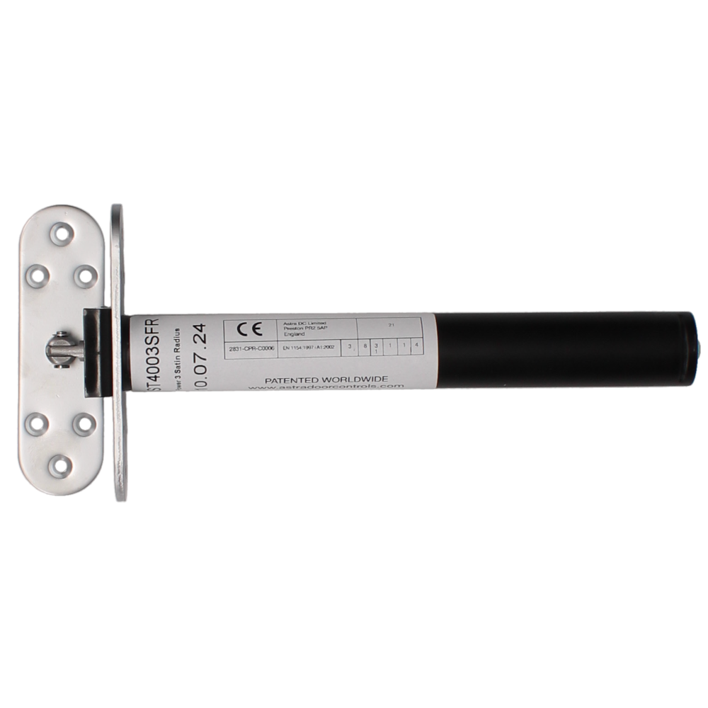 ASTRA DOOR AST4003 Narrow Door Closer Size 3 - Radius Plate Satin Chrome