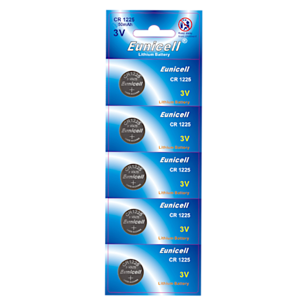 EUNICELL 3V CR1225 Button Cell Battery (5 PER CARD) - CR1225