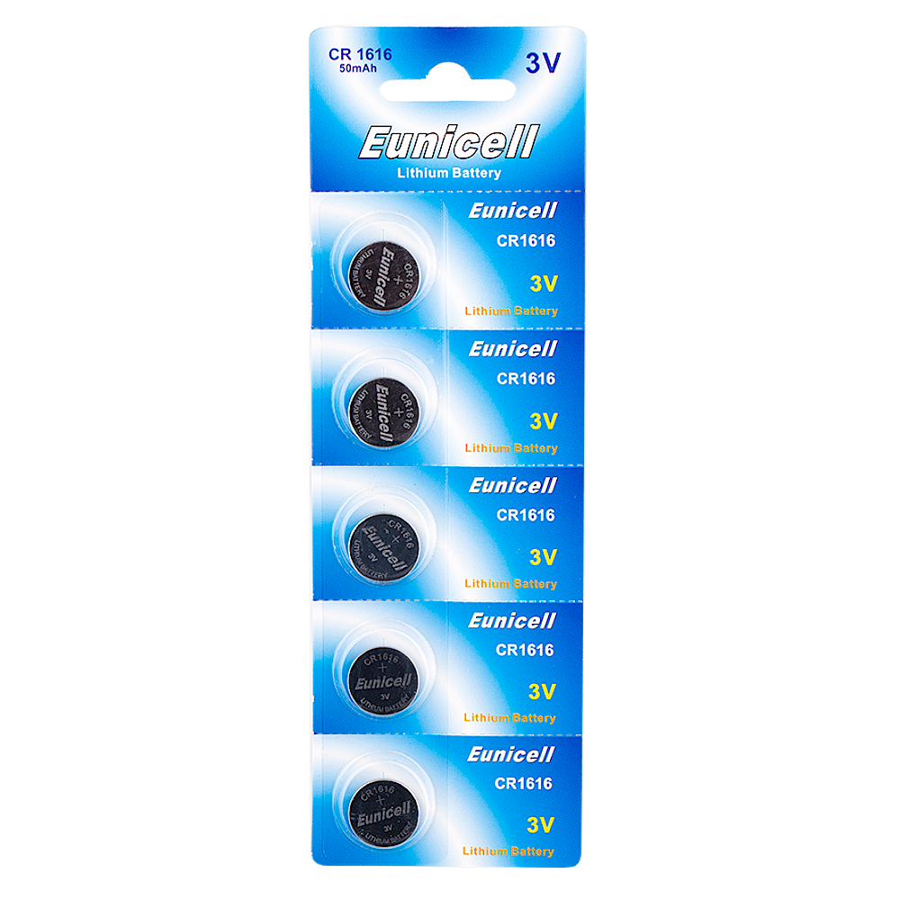 EUNICELL 3V CR1616 Button Cell Battery (5 PER CARD) - CR1616