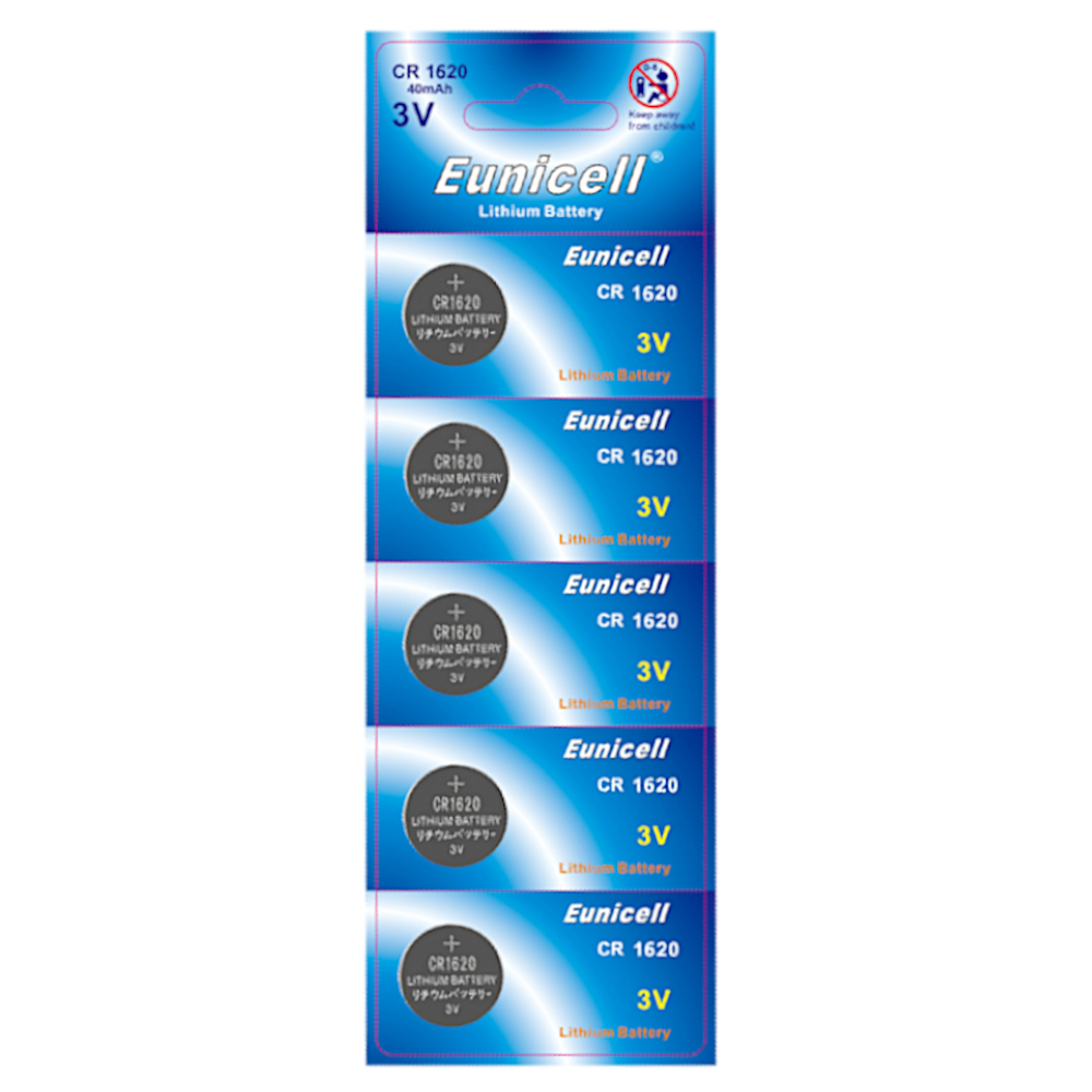EUNICELL 3V CR1620 Button Cell Battery (5 PER CARD) - CR1620