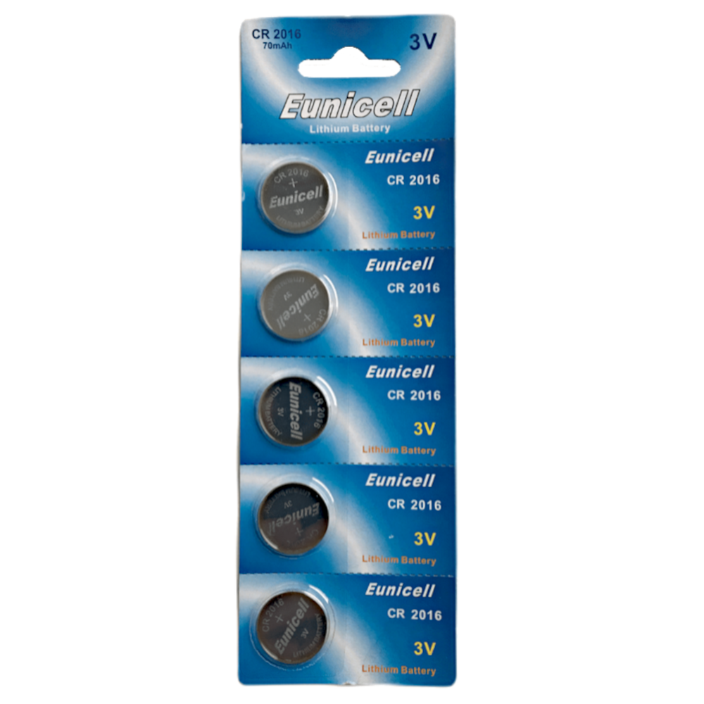 EUNICELL 3V CR2016 Button Cell Battery (5 PER CARD) - CR2016