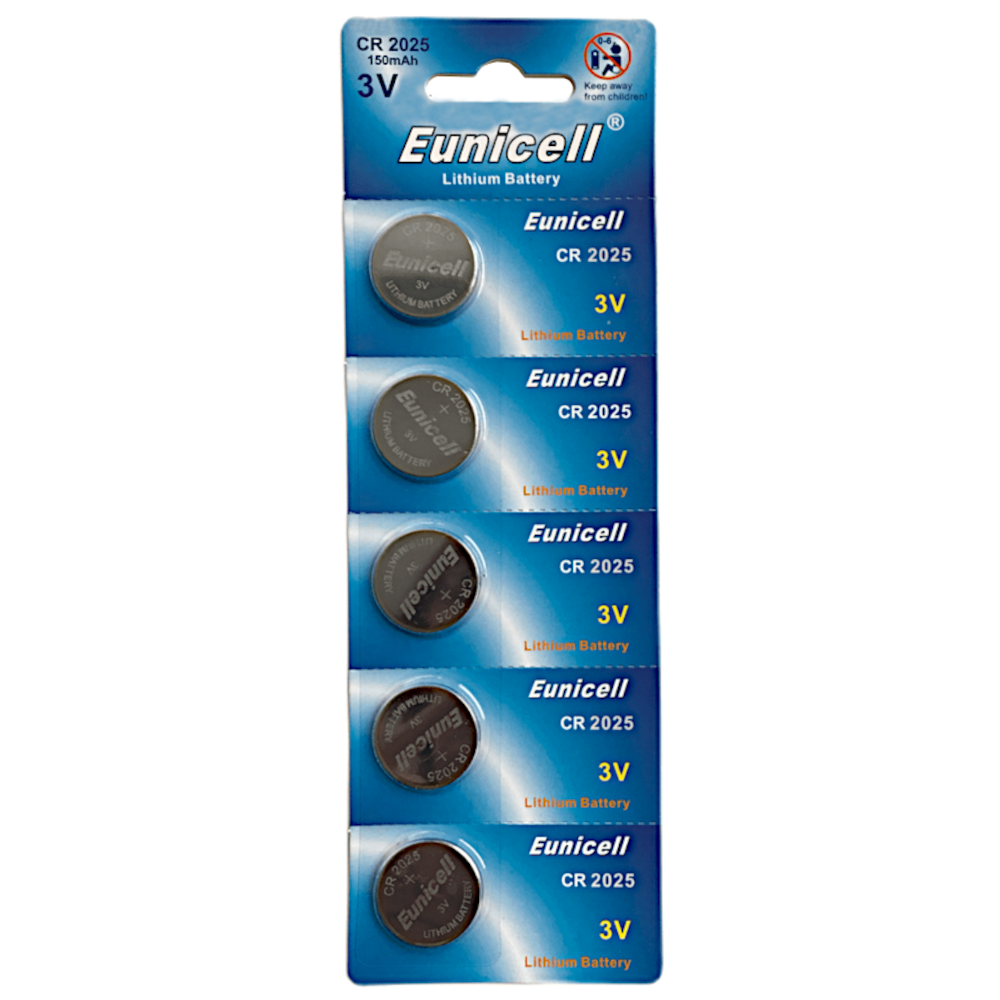 EUNICELL 3V CR2025 Button Cell Battery (5 PER CARD) - CR2025