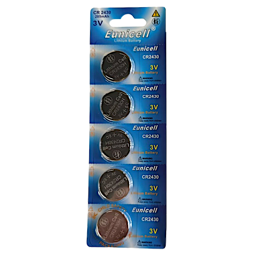 EUNICELL 3V CR2430 Button Cell Battery (5 PER CARD) - CR2430