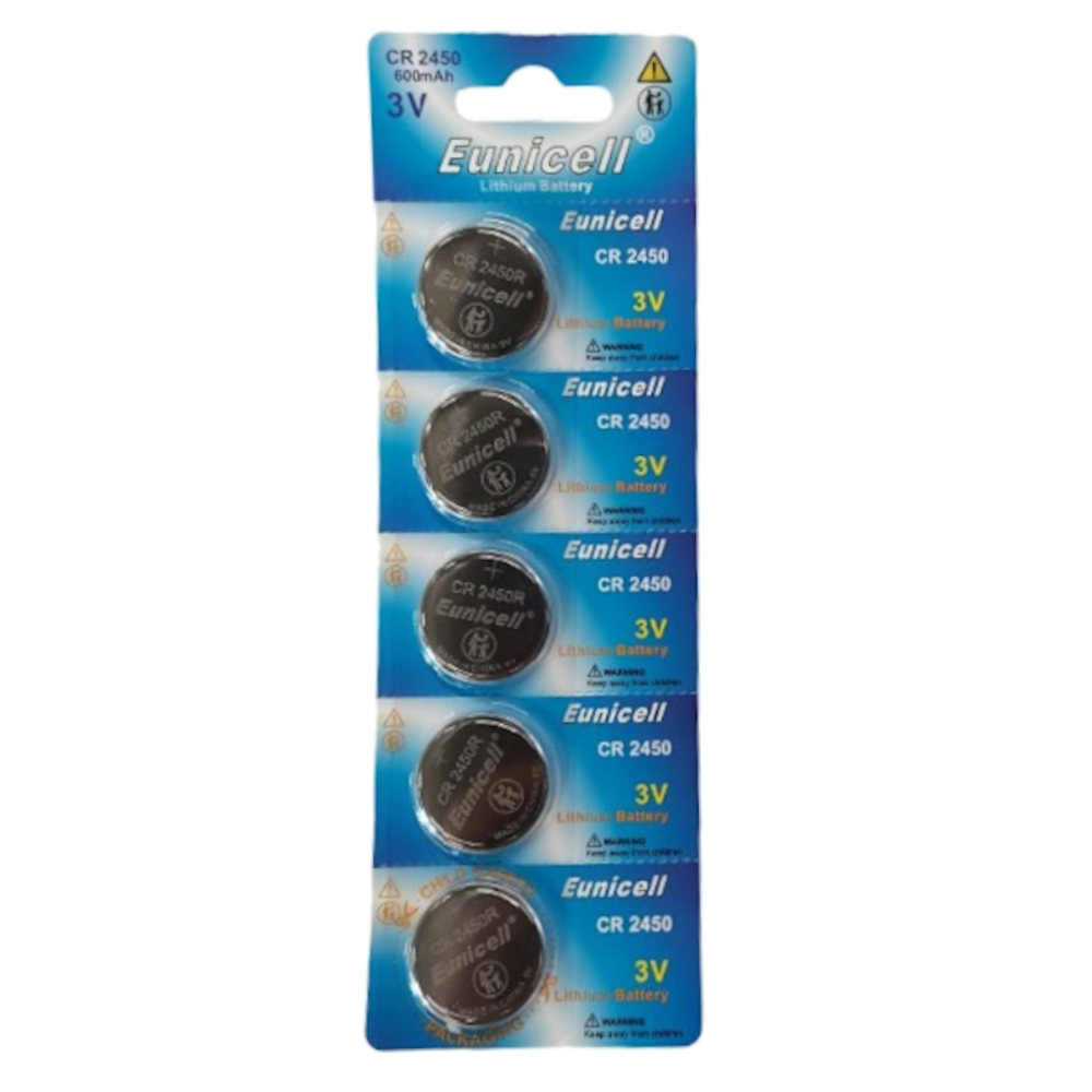 EUNICELL 3V CR2450 Button Cell Battery (5 PER CARD) - CR2450