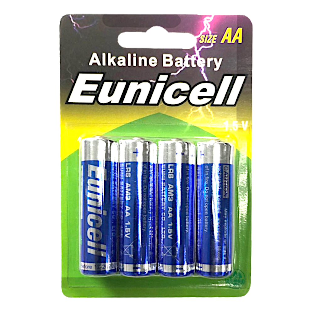 EUNICELL AA 1.5V Alkaline Batteries (4 PER CARD) - AA