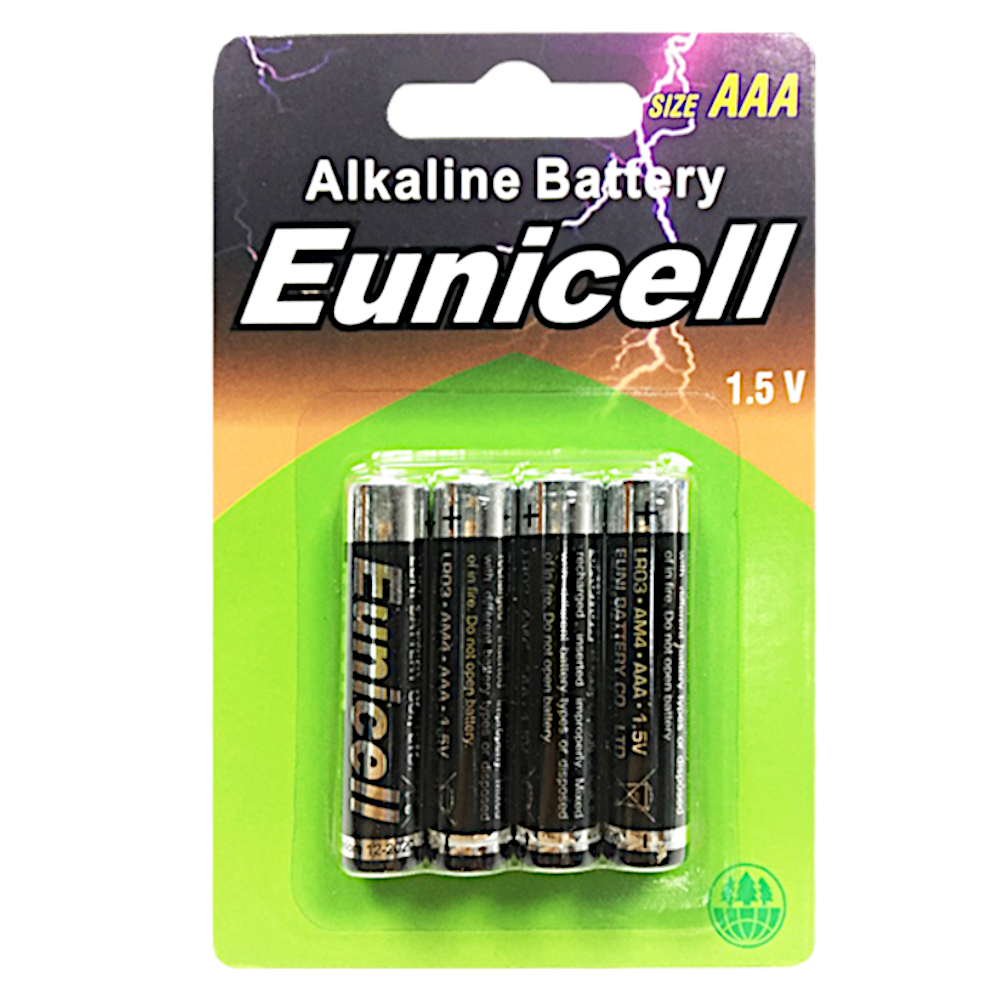 EUNICELL AAA 1.5V Alkaline Batteries (4 PER CARD) - AAA