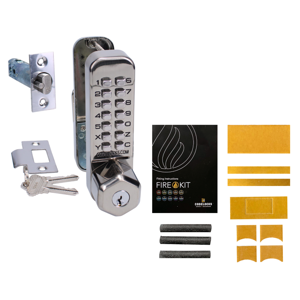 CODELOCKS CL255KO Series Digital Lock With Key Override - CL255KO SS With Fire Kit