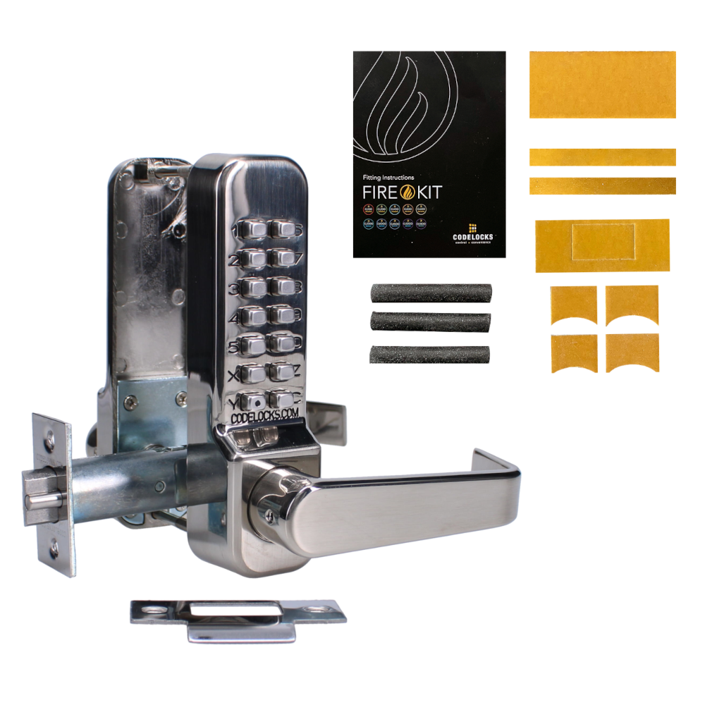 CODELOCKS CL415 Digital Lock With Tubular Latch - CL415 SS With Fire Kit