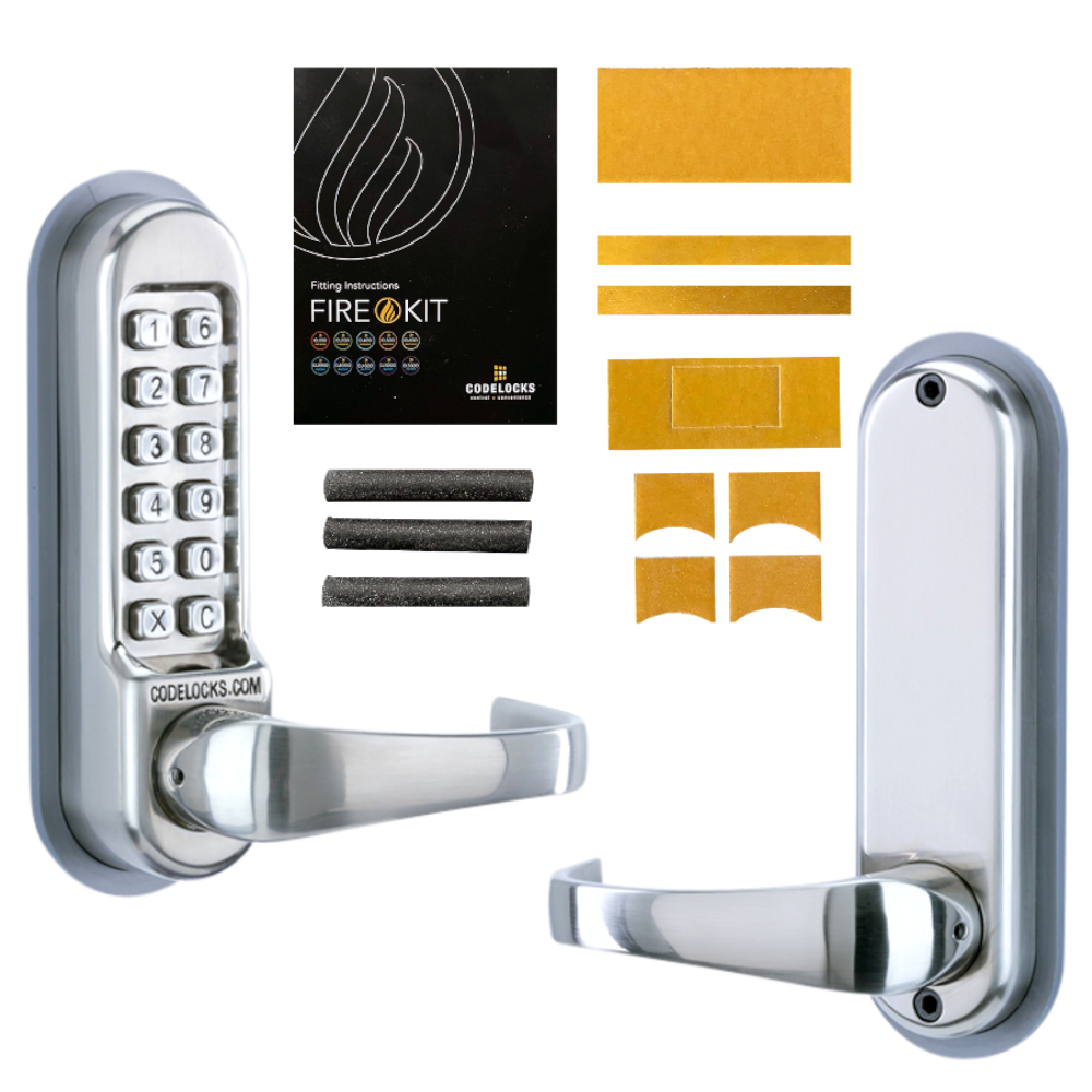 CODELOCKS CL510 / CL515 Digital Lock With Tubular Latch - CL510 SS Without Passage Set With Fire Kit