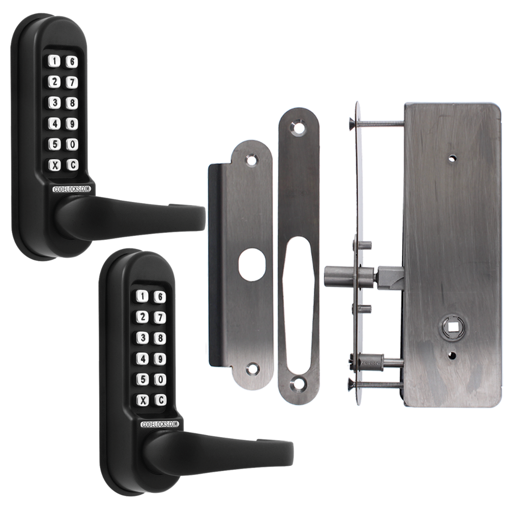 CODELOCKS CL0530 Back To Back Digital Lock Black Marine Grade with XTD Gate Lock - CL0530 BK MG BB XTD Without Passage Set