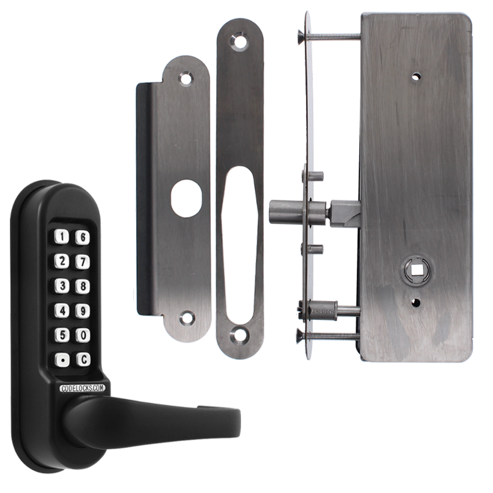 CODELOCKS CL0530 / CL0535 Digital Lock Black Marine Grade with XTD Gate Lock - CL0535 BK MG XTD With Passage Set