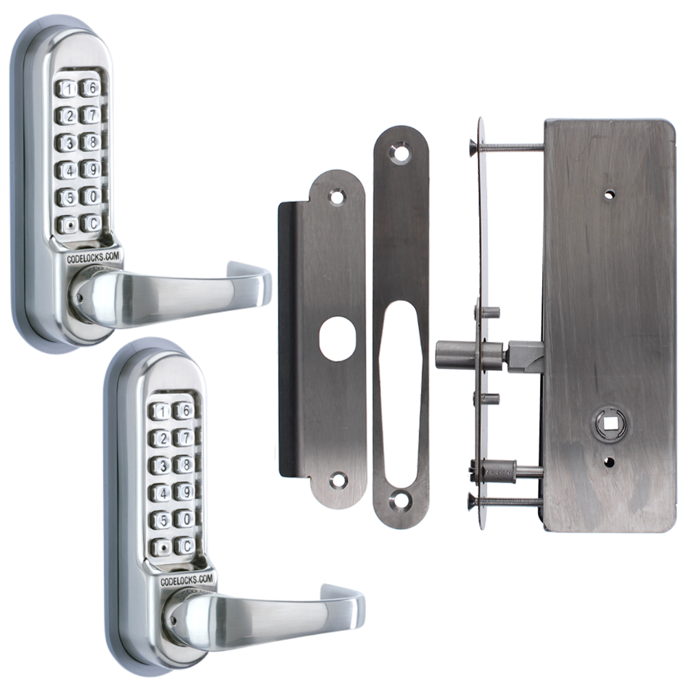 CODELOCKS CL0530 / CL0535 Back To Back Digital Lock Stainless Steel with XTD Gate Lock - CL0535 SS BB XTD With Passage Set