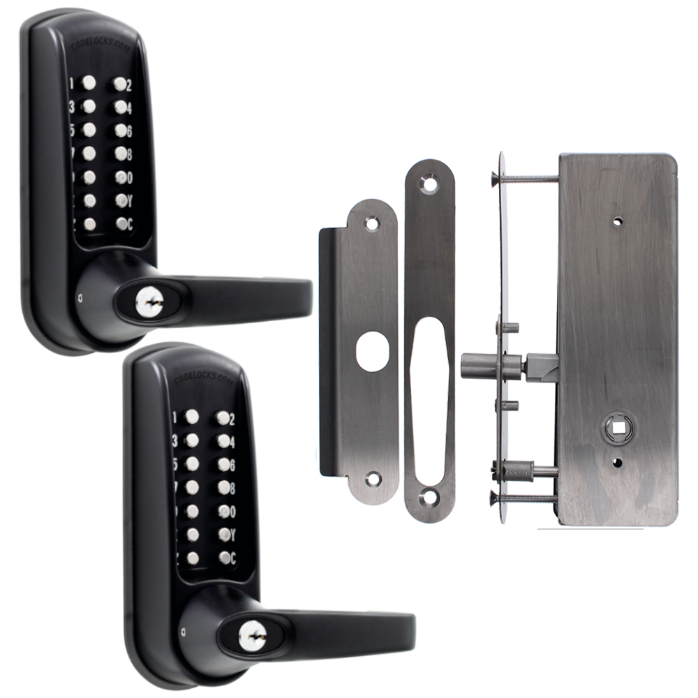 CODELOCKS CL0630 Back To Back Digital Lock Black Marine Grade With XTD Gate Lock - CL0630 BK MG BB XTD Without Passage Set