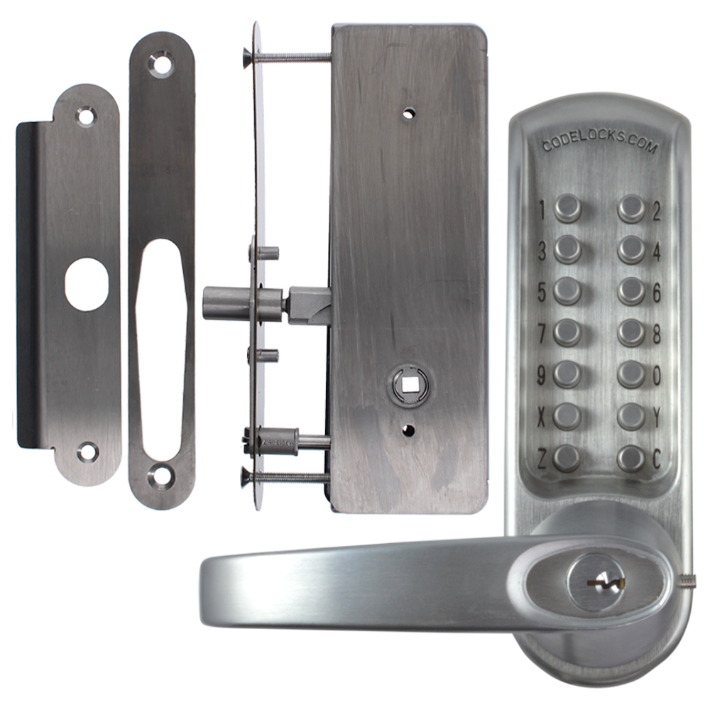 CODELOCKS CL0630 / CL0635 Digital Lock Brushed Steel With XTD Gate Lock - CL0630 BS XTD Without Passage Set