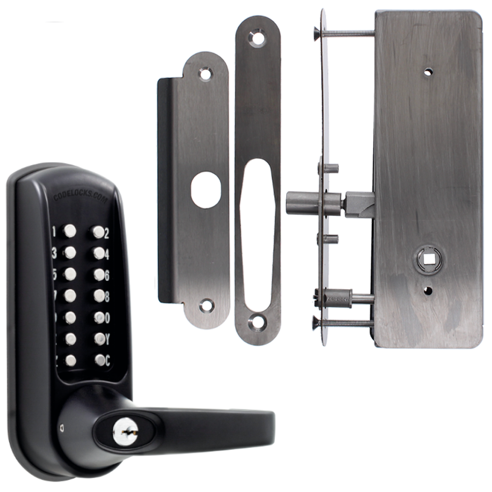 CODELOCKS CL0630 / CL0635 Digital Lock Black Marine Grade With XTD Gate Lock - CL0635 BK MG XTD With Passage Set