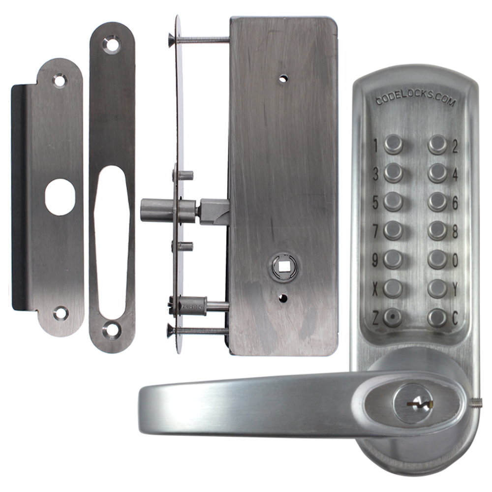CODELOCKS CL0630 / CL0635 Digital Lock Brushed Steel With XTD Gate Lock - CL0635 BS XTD With Passage Set