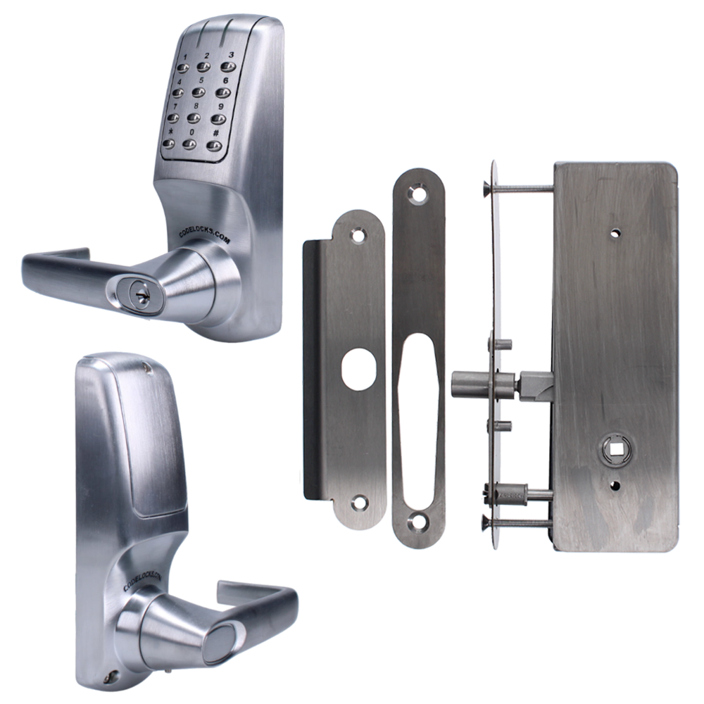 CODELOCKS CL5030 Battery Operated Digital Lock Brushed Steel With XTD Gate Lock - CL5030 BS XTD With Passage Set