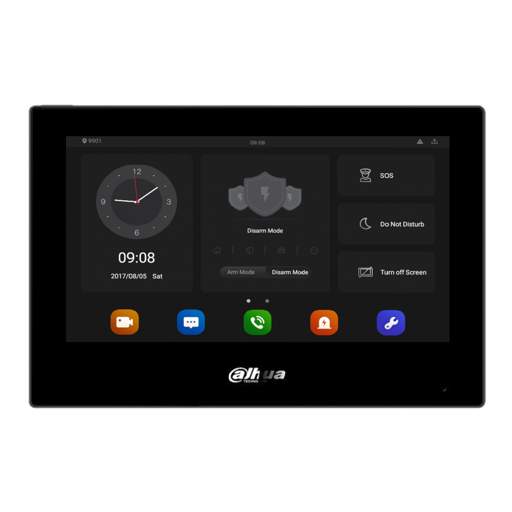 DAHUA Video Door Entry VTH5 Series Indoor Monitor IP Wi-Fi Android 7 Inch Touchscreen - Black
