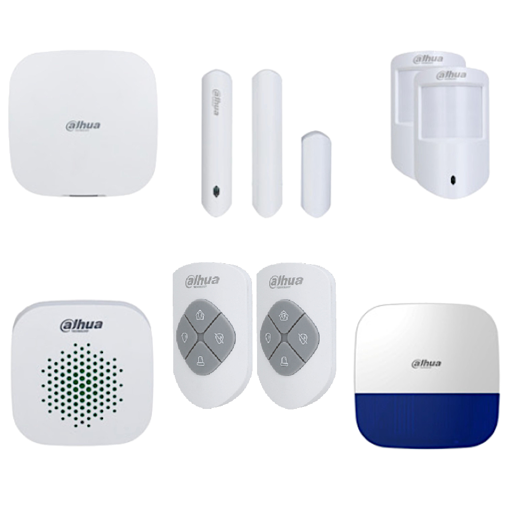 DAHUA Airshield Alarm Kit Including Hub, Internal Siren, External Siren, 2 x PIR and 1 x Magnetic Contact - Plus 2 x Key Fobs