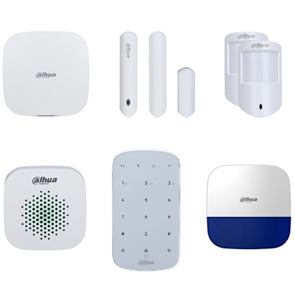 DAHUA Airshield Alarm Kit Including Hub, Internal Siren, External Siren, 2 x PIR and 1 x Magnetic Contact - Plus 1 x Key Pad