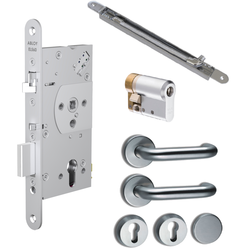 ABLOY EL560 DIN Electric Lock EN179 Compliant Package 1E - 65mm Backset EN179 (Package1E)