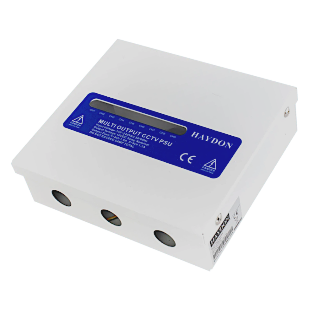 HAYDON MARKETING CCTV Boxed Power Supply Multi Way Flexible Up To 9 Way 12VDC Max Output 5 Amp - HAY-PSUMULTI-5A