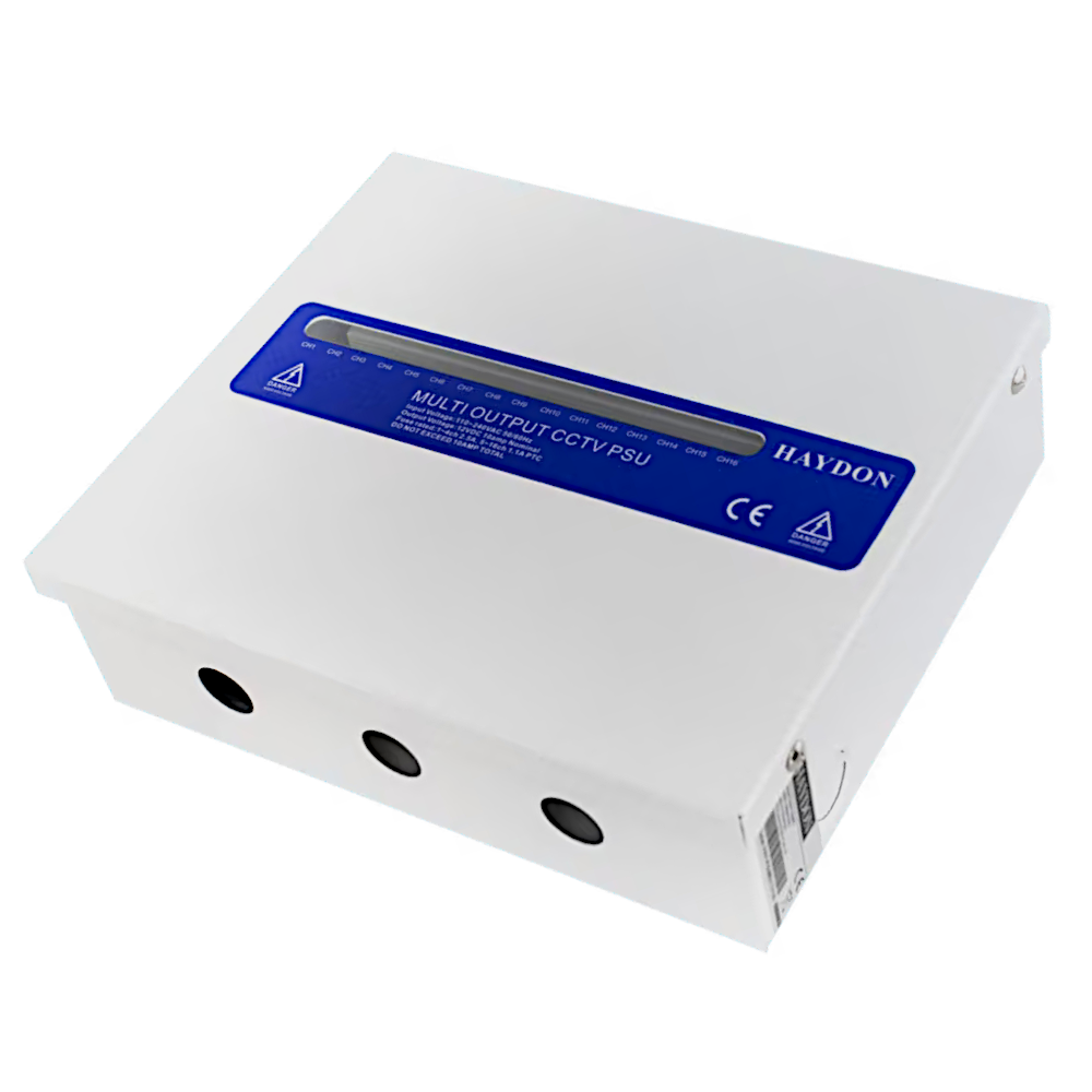 HAYDON MARKETING CCTV Boxed Power Supply Multi Way Flexible Up To 16 Way 12VDC Max Output 10Amp - HAY-PSUMULTI-10A
