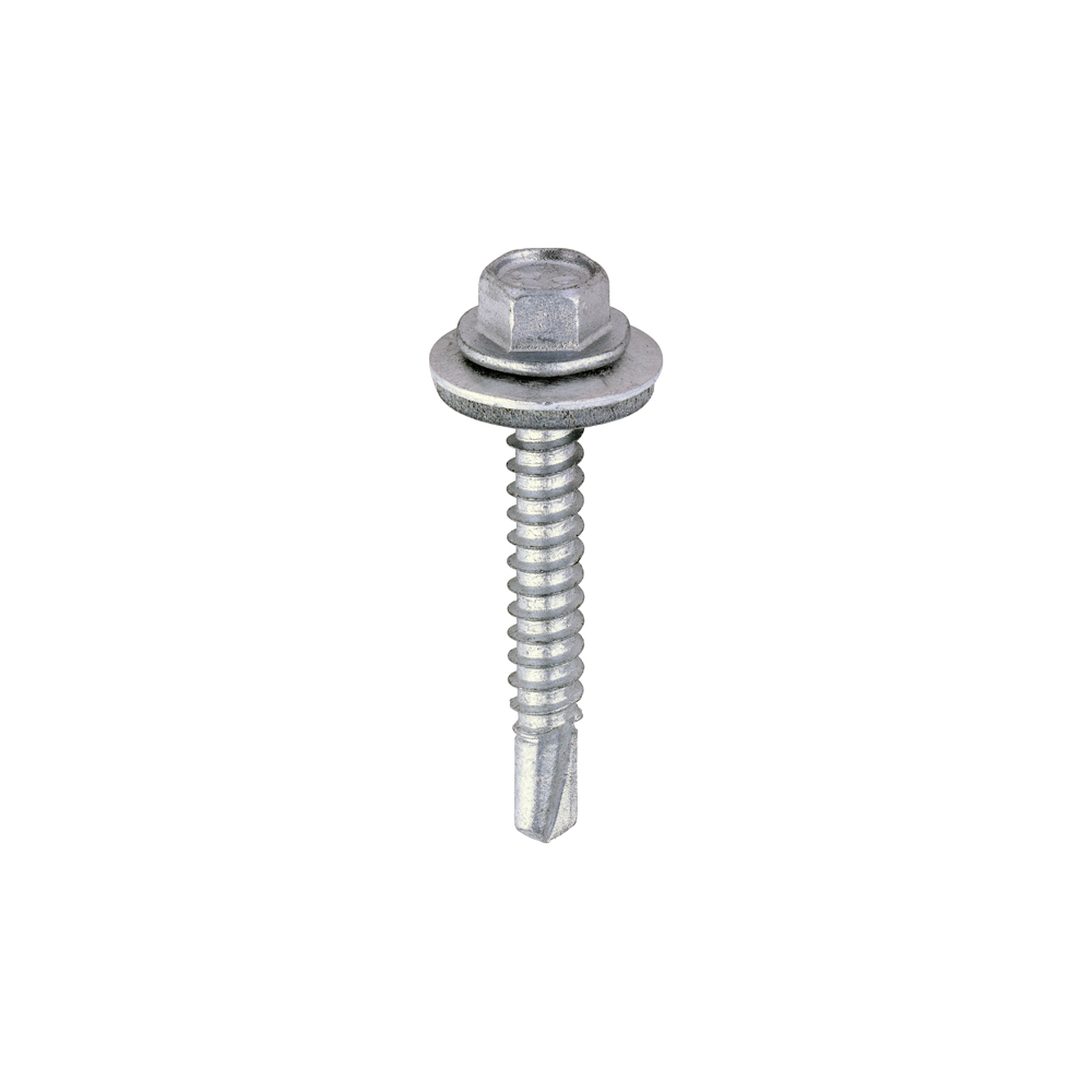 Metal Construction Light Section Screws - Hex - EPDM Washer - Self-Drilling - Exterior - Silver Organic - 5.5x38
