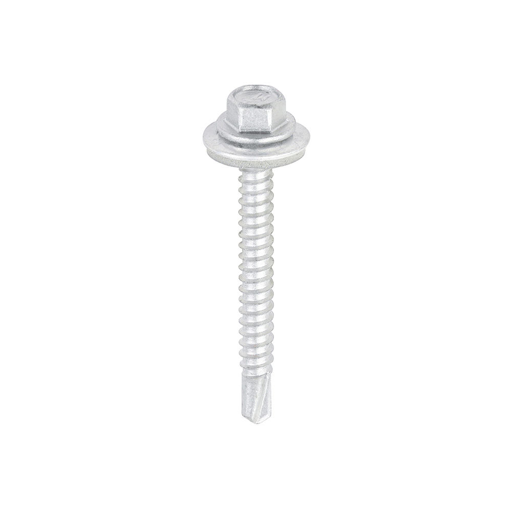 Metal Construction Light Section Screws - Hex - EPDM Washer - Self-Drilling - Exterior - Silver Organic - 5.5x50