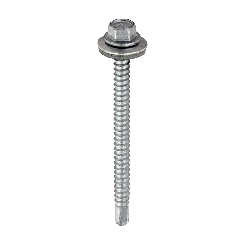 Metal Construction Light Section Screws - Hex - EPDM Washer - Self-Drilling - Exterior - Silver Organic - 5.5x70