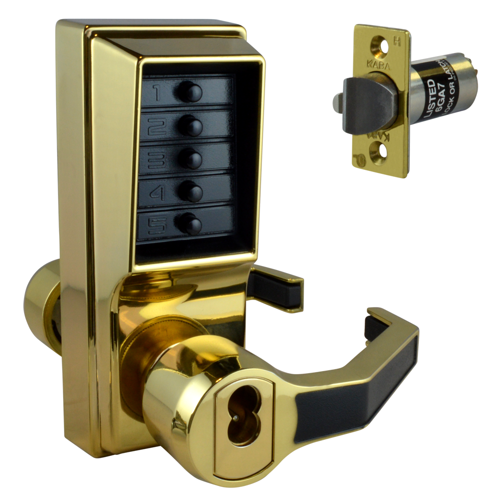 DORMAKABA Simplex L1000 Series L1041B Digital Lock Lever Operated With Key Override & Passage Set - PB RH With Cylinder LR1041B-03