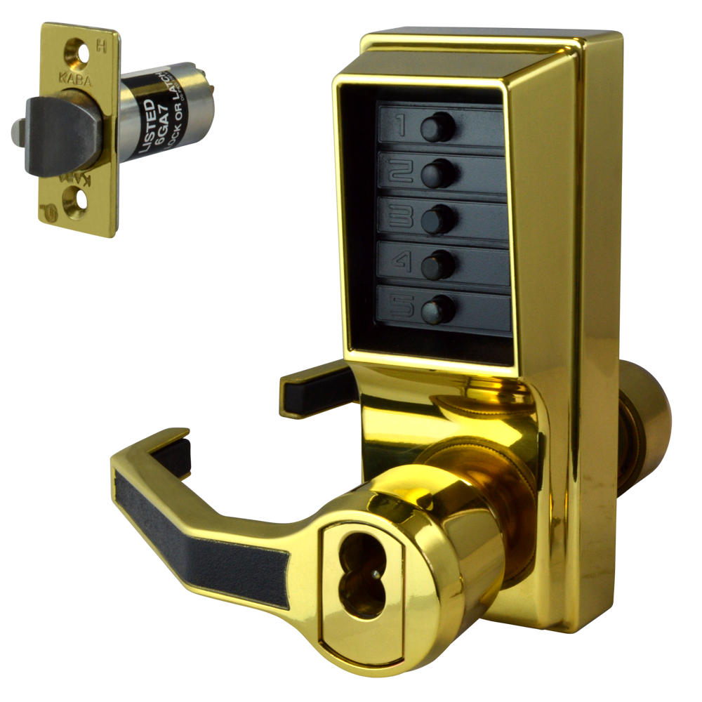 DORMAKABA Simplex L1000 Series L1041B Digital Lock Lever Operated With Key Override & Passage Set - PB LH With Cylinder LL1041B-03