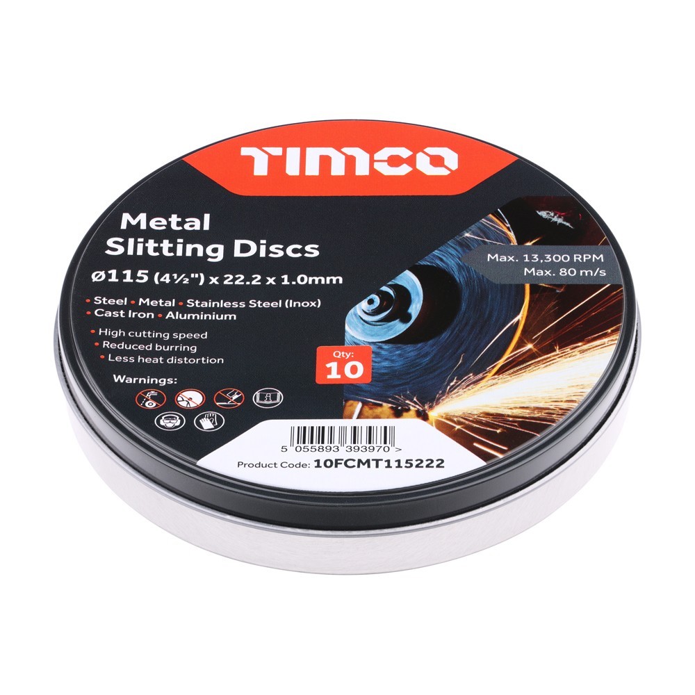 METAL CUTTING DISC 115x1.0mm INOX (TIN OF 10)