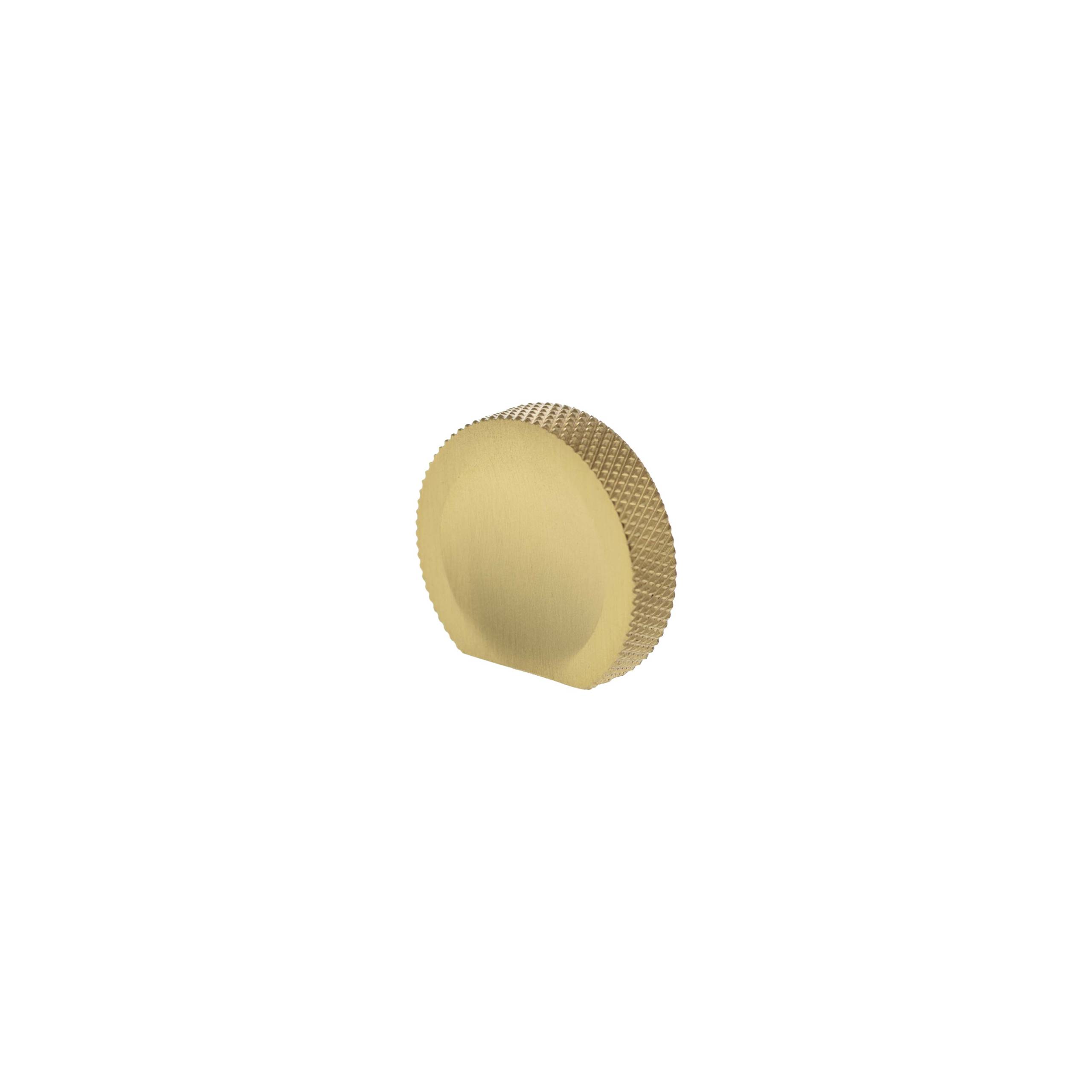 Millhouse Brass Eiffel Knurled Finger Pull Cabinet Knob Handle - Satin Brass