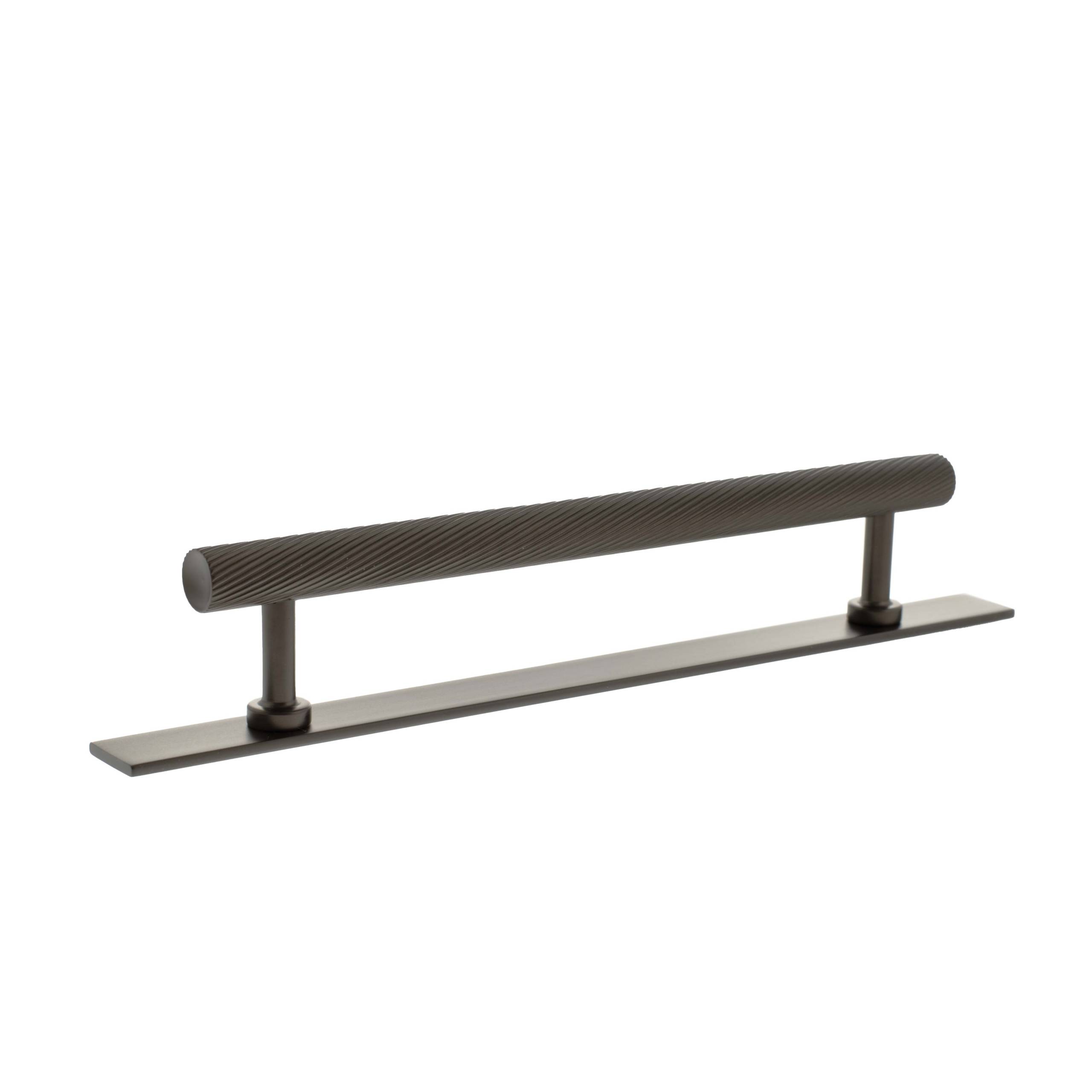 Millhouse Brass Paddington Spiral T-Bar Cabinet Pull Handle on Backplate 160mm - Urban Dark Bronze