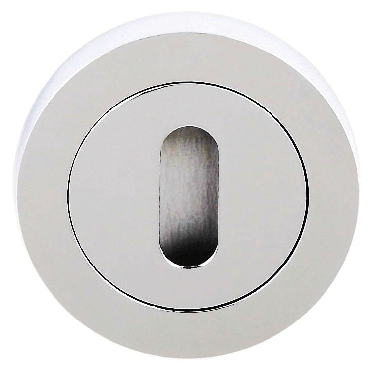 Millhouse Brass Key Escutcheons on Round Rose - Polished Chrome