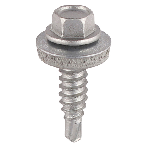 Metal Construction Stitching Screws - For Sheet to Sheet - Hex - EPDM Washer - Self-Drilling - Exterior - Silver Organic - 6.3x22