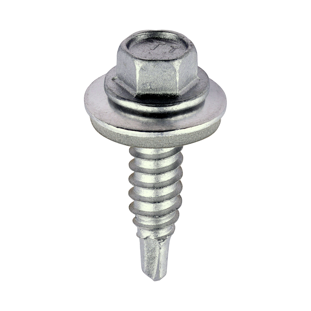 Metal Construction Stitching Screws - For Sheet to Sheet - Hex - EPDM Washer - Self-Drilling - Exterior - Silver Organic - 6.3x25