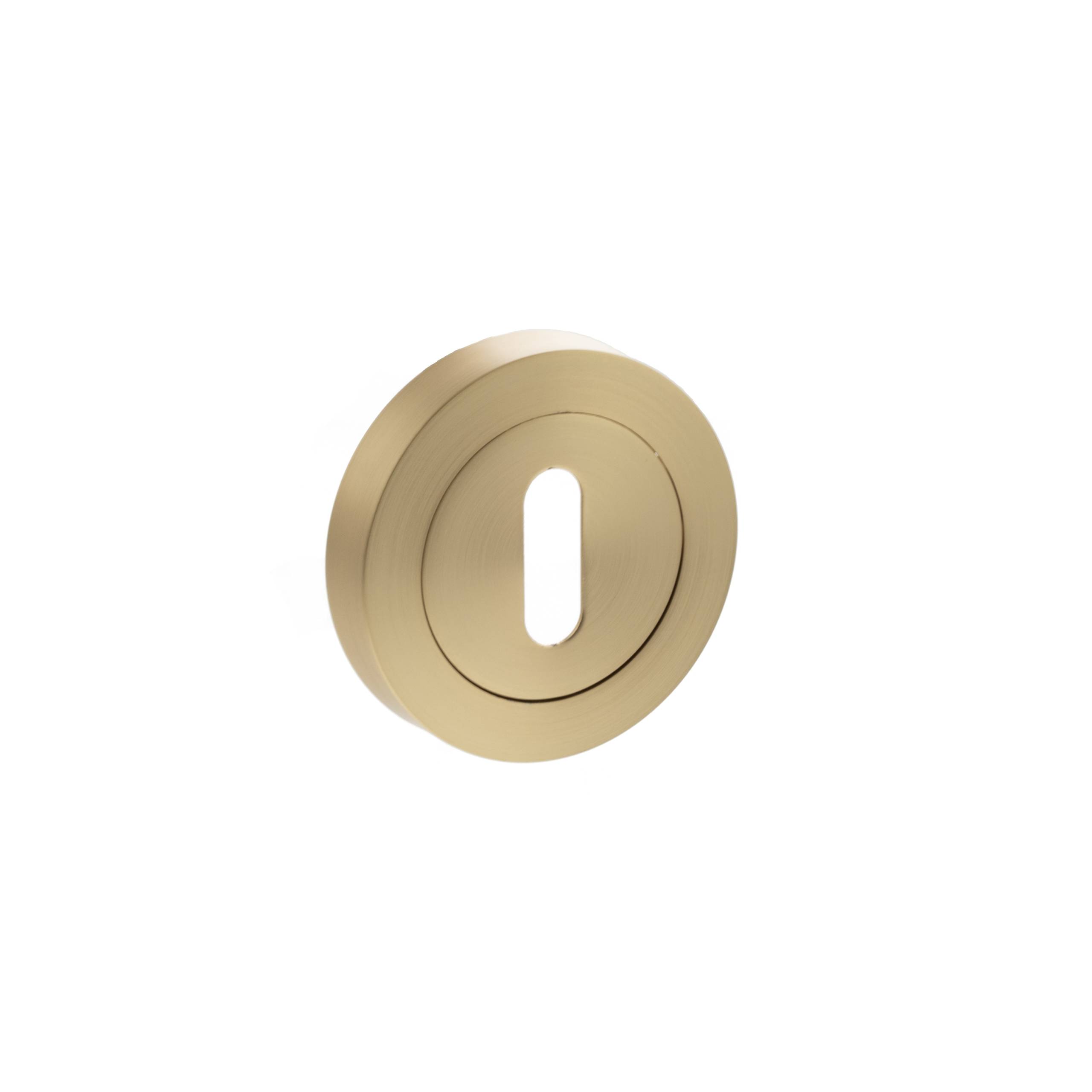 STATUS Key Escutcheons on Round Rose - Satin Brass