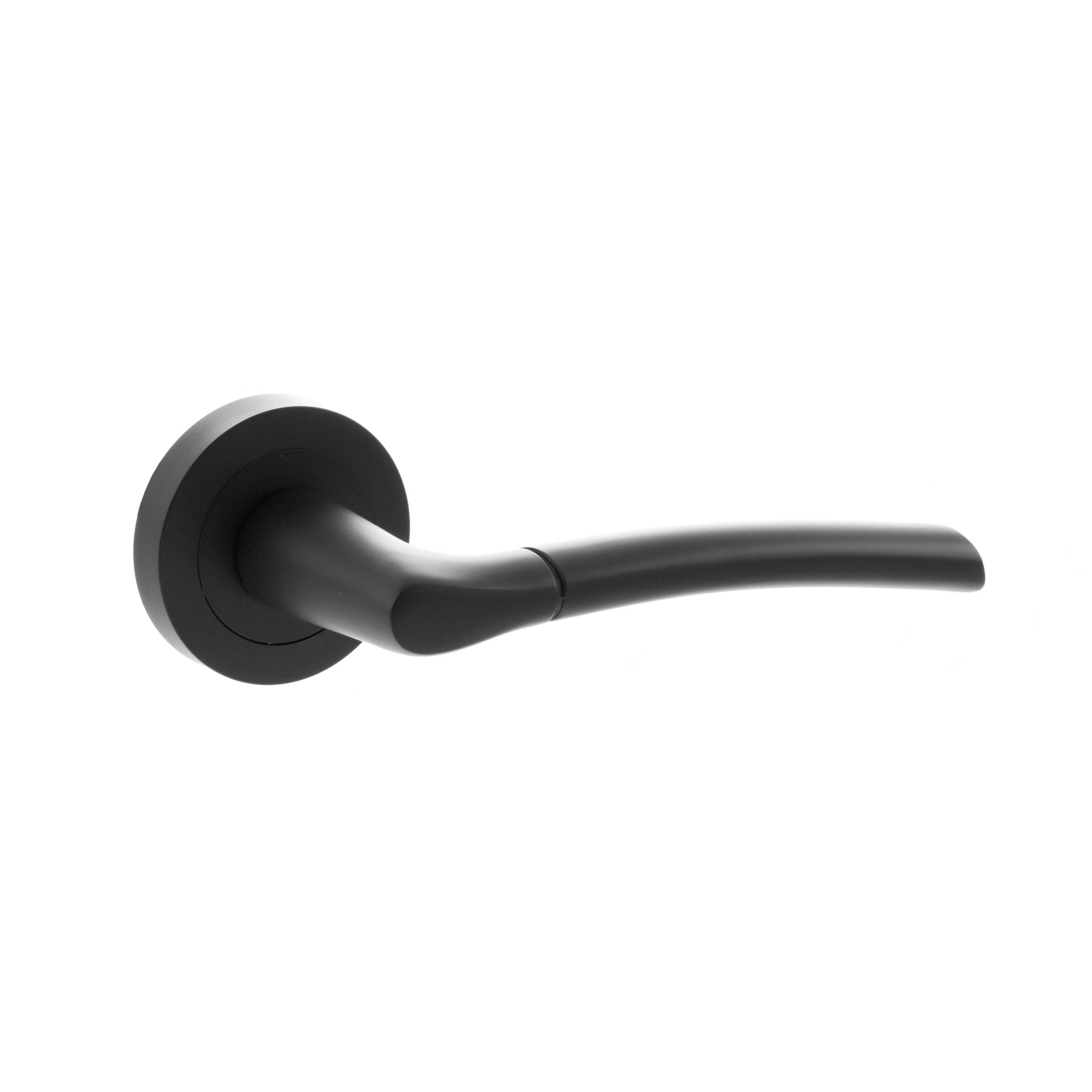 STATUS Indiana Lever Door Handle on Round Rose - Matt Black