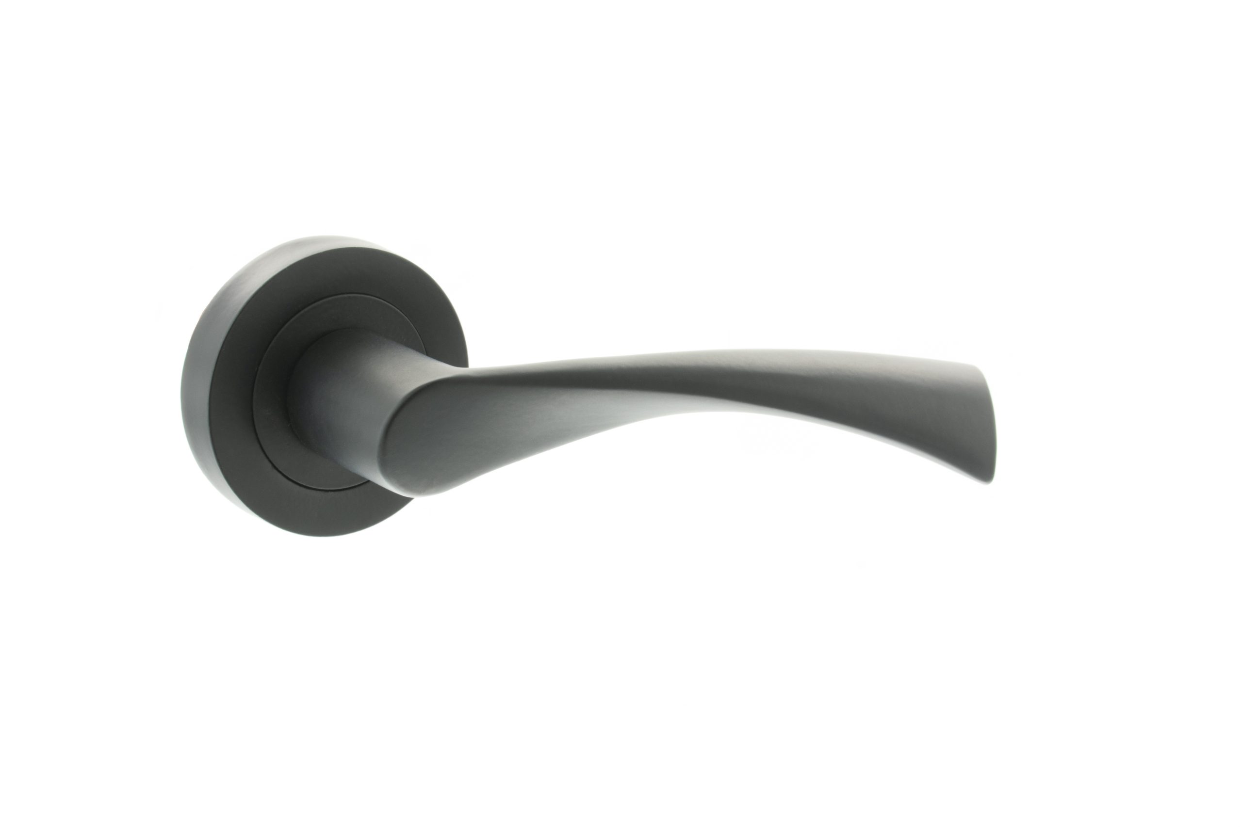 STATUS Colorado Lever Door Handle on Round Rose - Matt Black