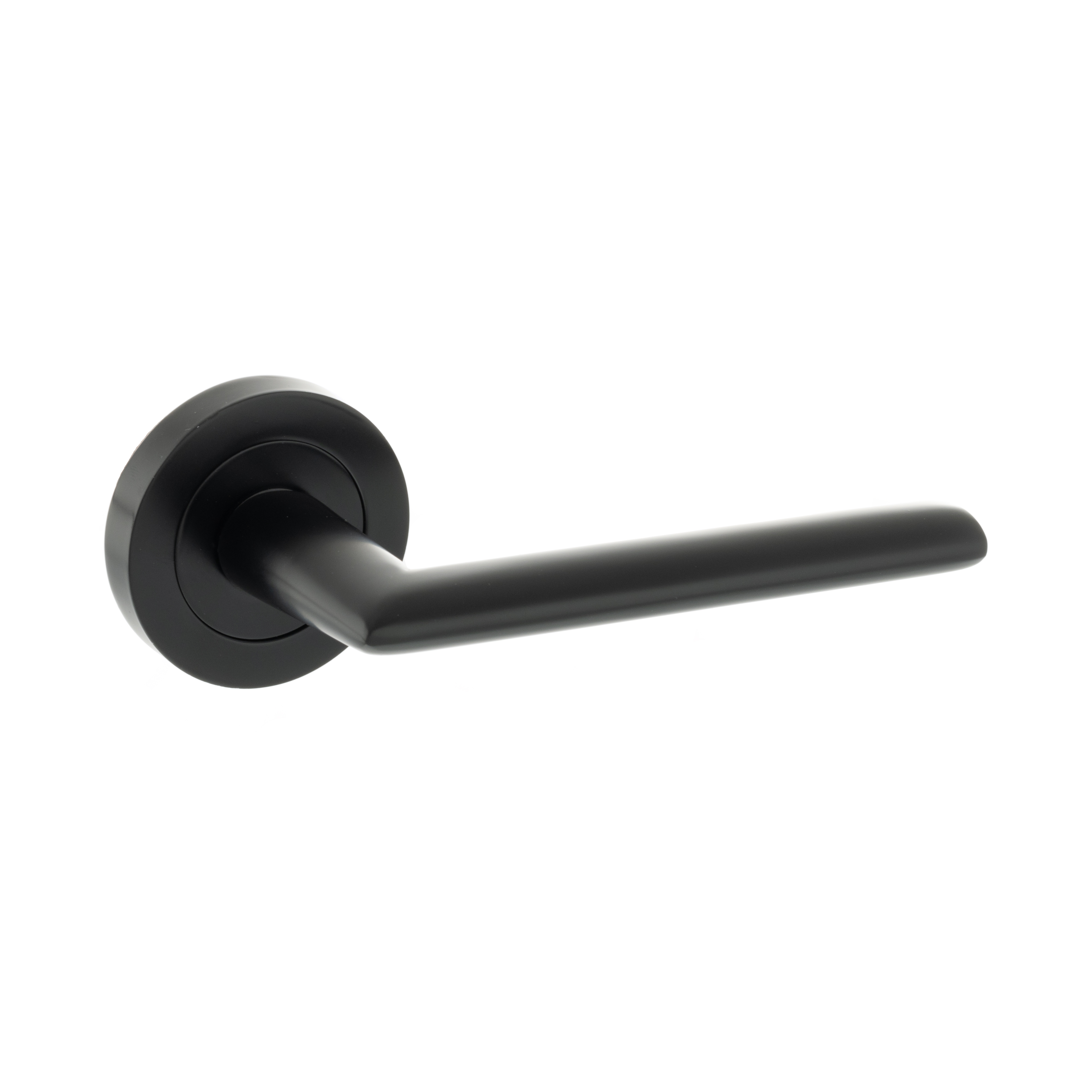 STATUS Alabama Lever Door Handle on Round Rose - Matt Black