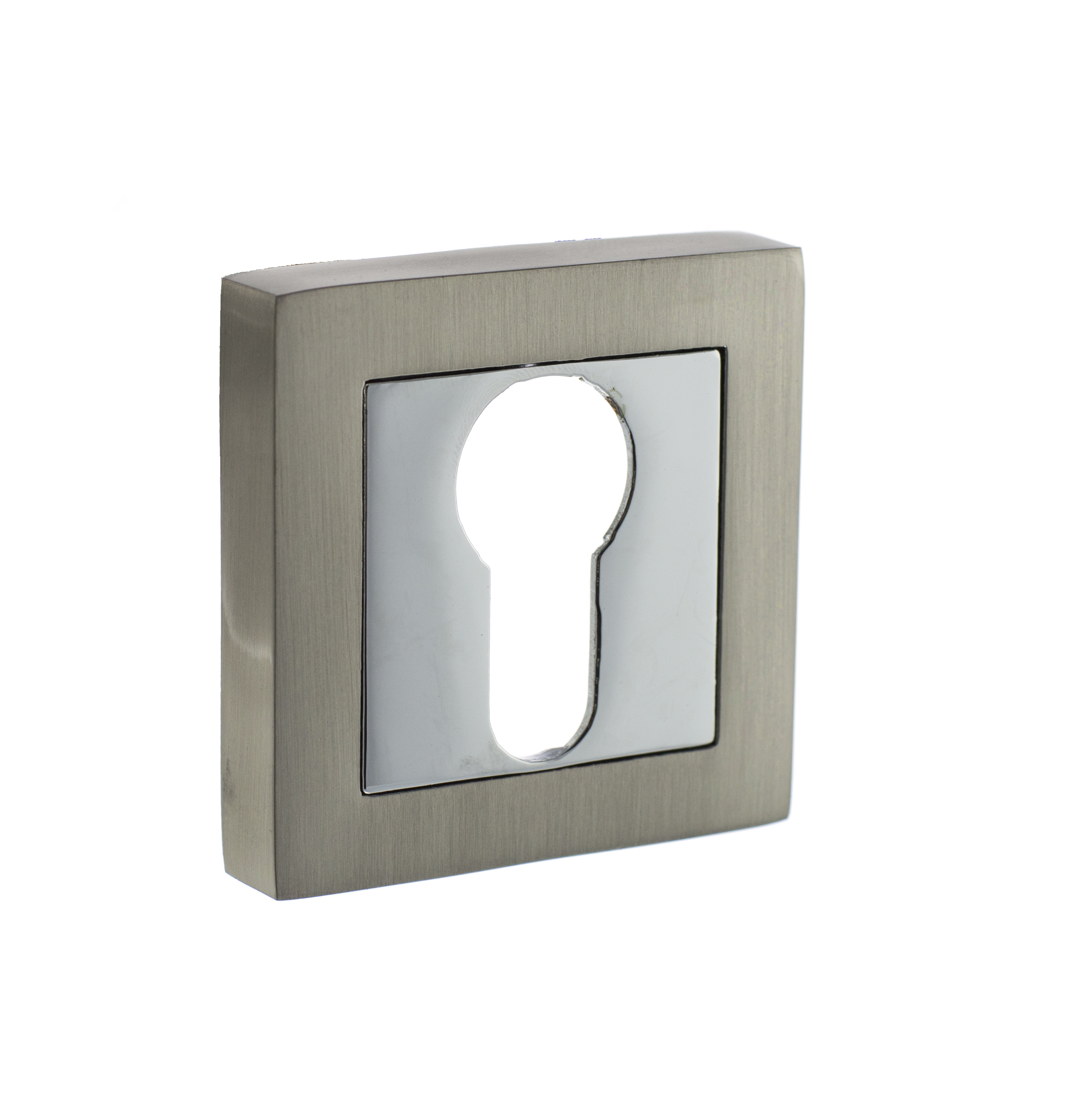 STATUS Euro Escutcheons on S4 Square Rose - Satin Nickel/Polished Chrome