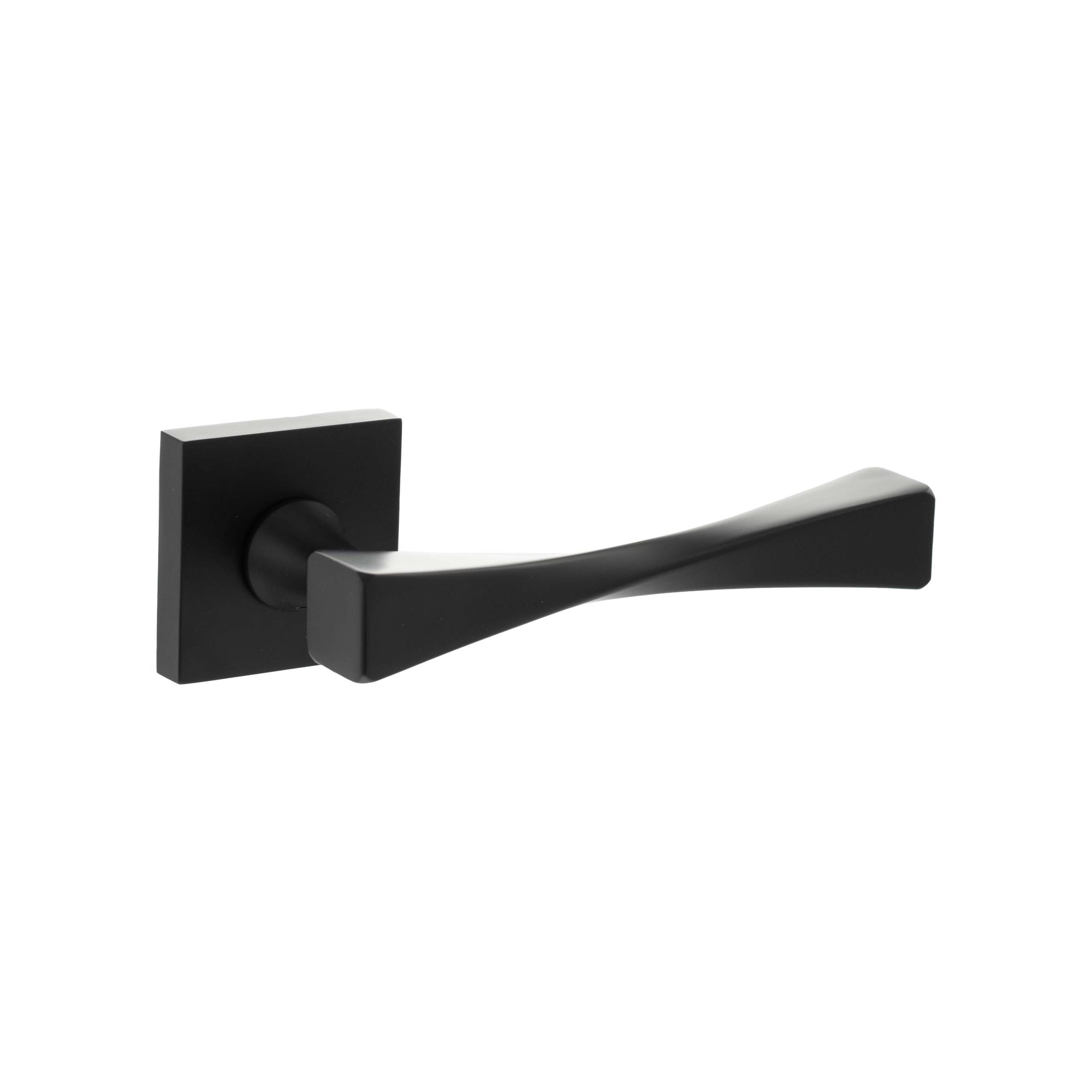 Senza Pari Guido Lever Door Handle on Flush Square Rose - Matt Black