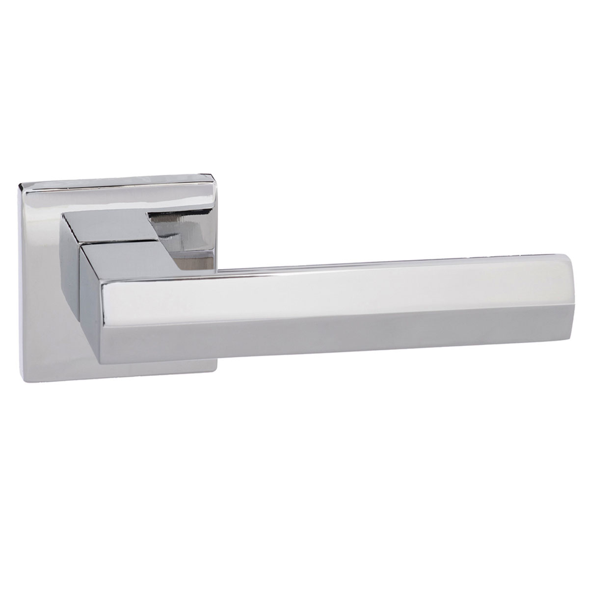 Senza Pari Davoli Lever Door Handle on Flush Square Rose - Polished Chrome