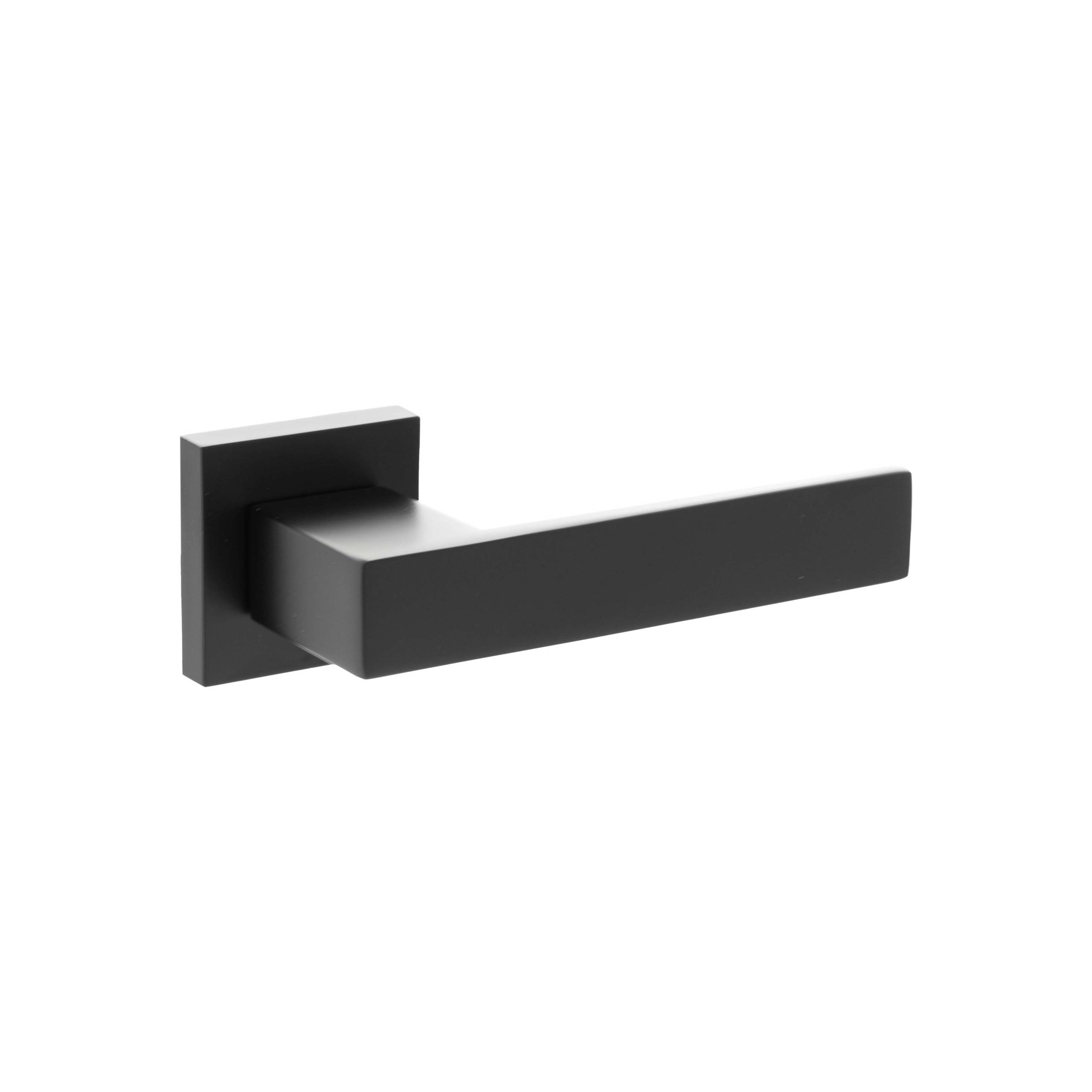 Senza Pari Panetti Lever Door Handle on Flush Square Rose - Matt Black