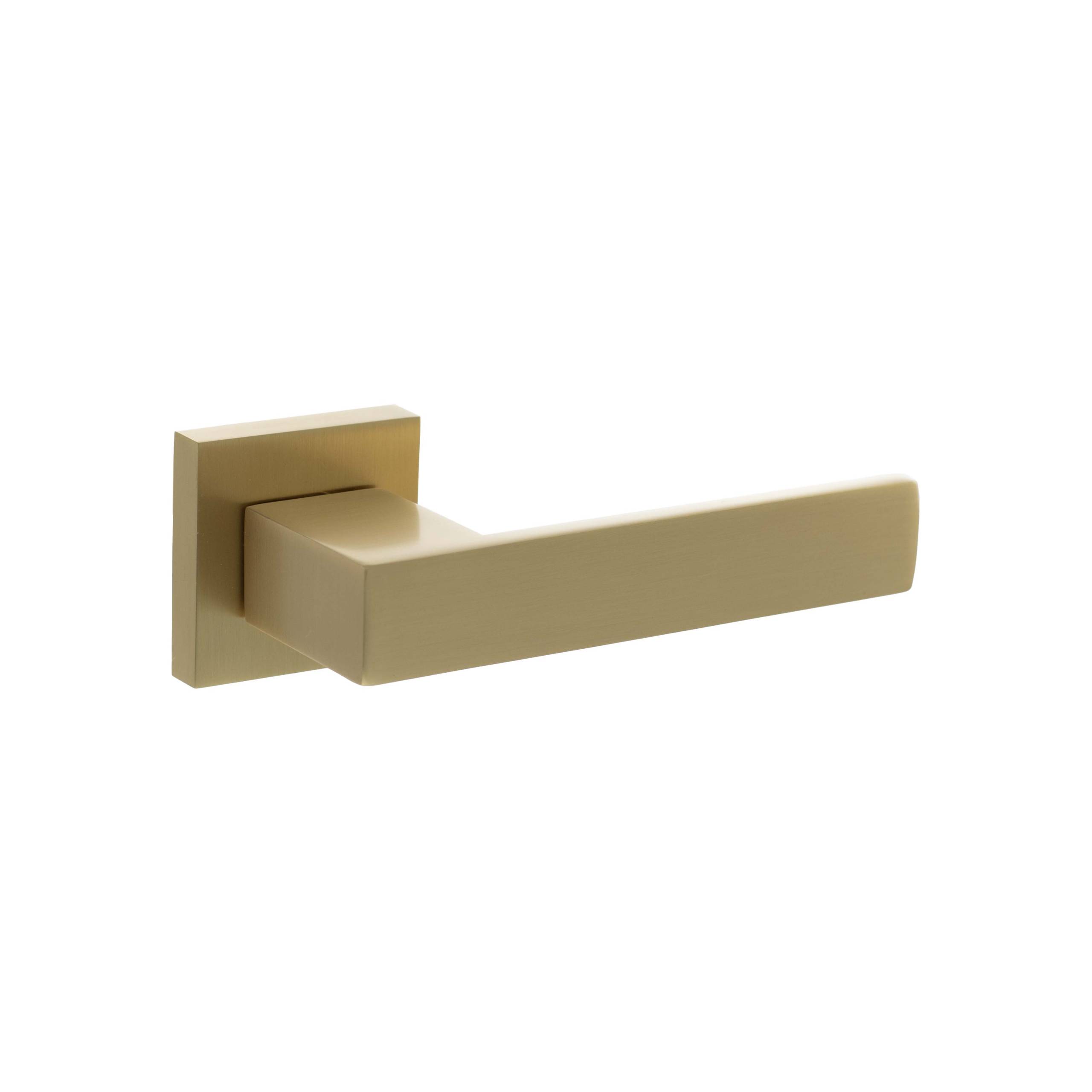 Senza Pari Panetti Lever Door Handle on Flush Square Rose - Satin Brass