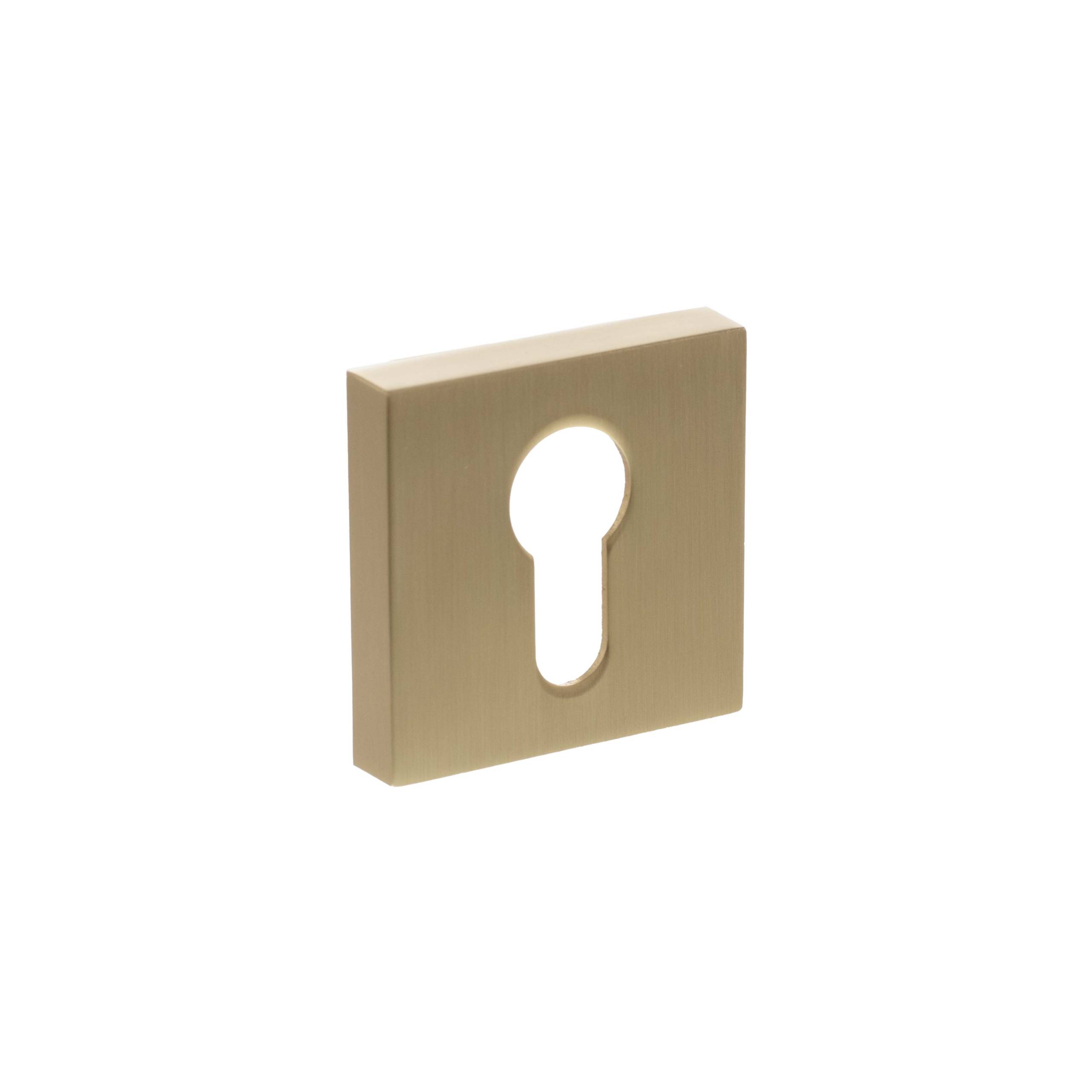 Senza Pari Euro Escutcheons on Minimal Square Rose - Satin Brass